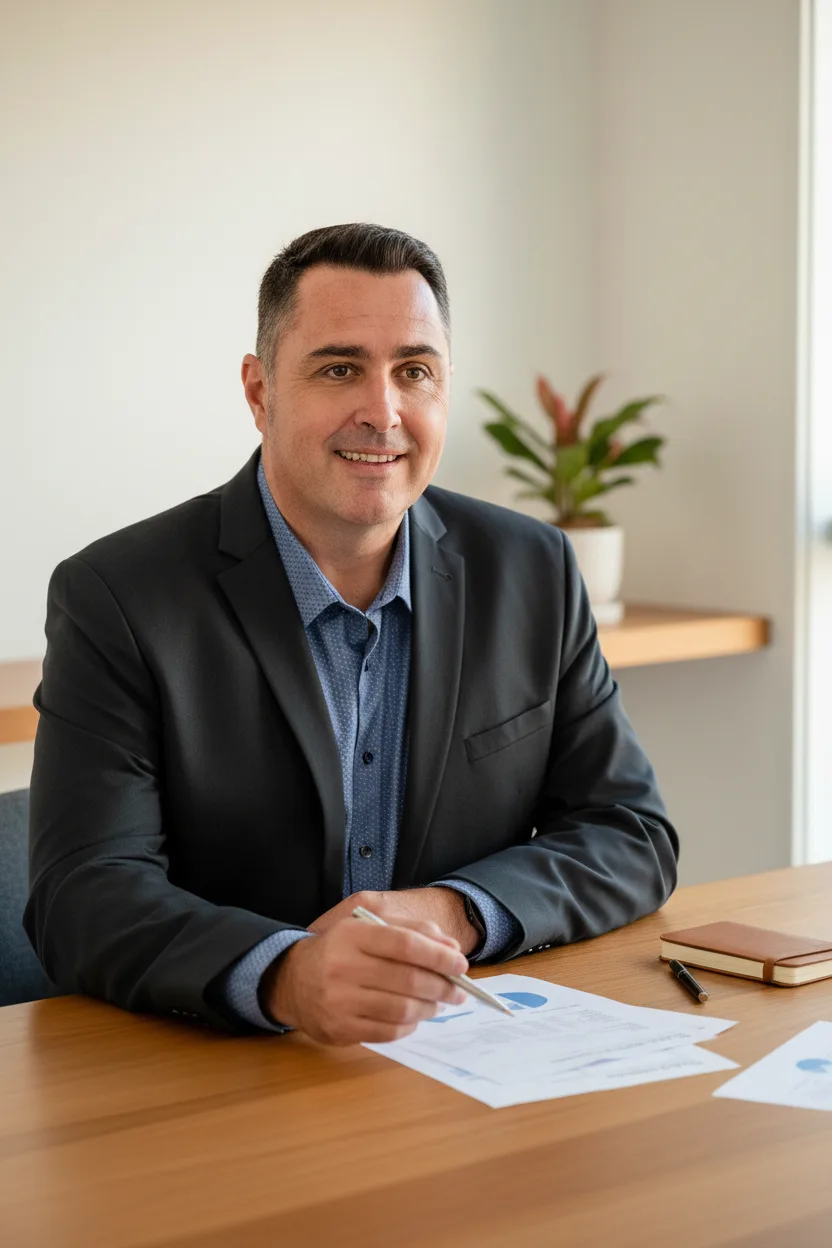 Investment adviser reviewing a portfolio strategy with Australian clients
