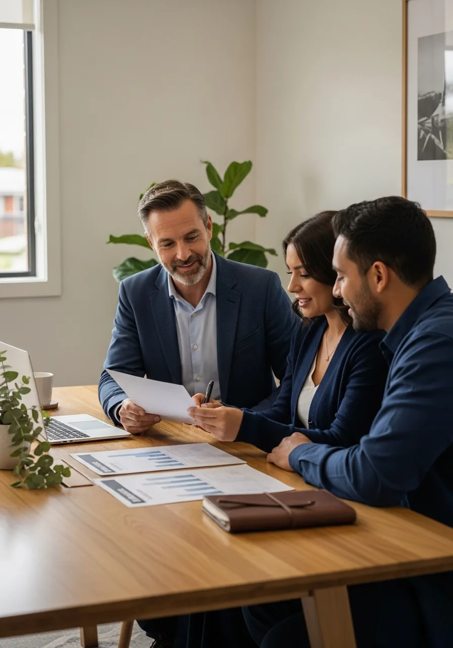 Mortgage broker helping clients compare loan options