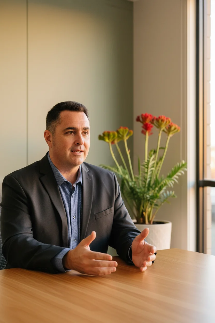 Mortgage broker reviewing lending options with Australian clients