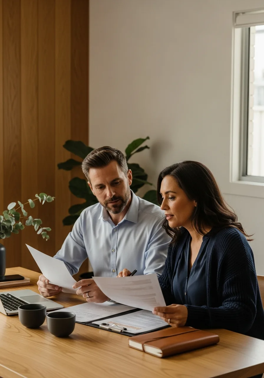 Australian couple reviewing investment property advice