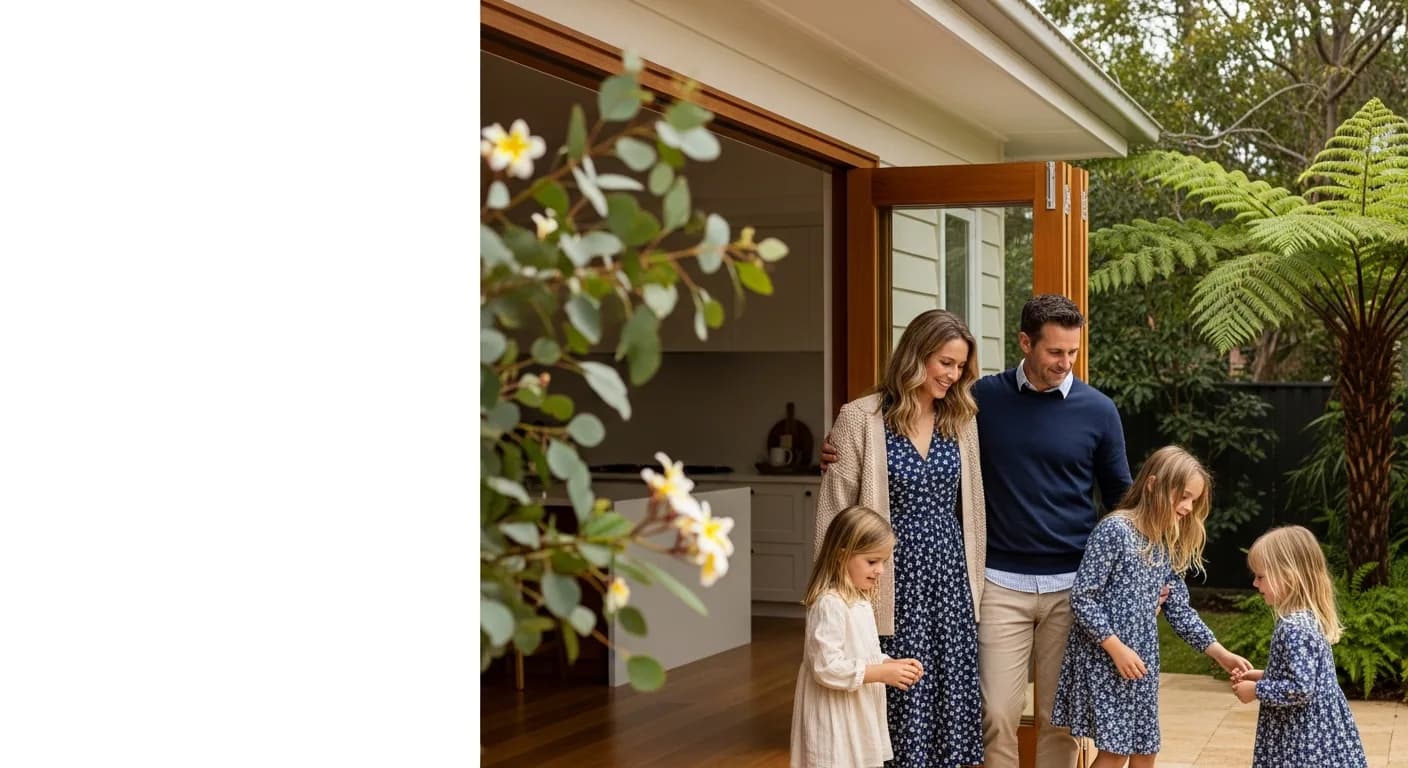 Australian family at home in South-East Queensland planning long-term wealth creation