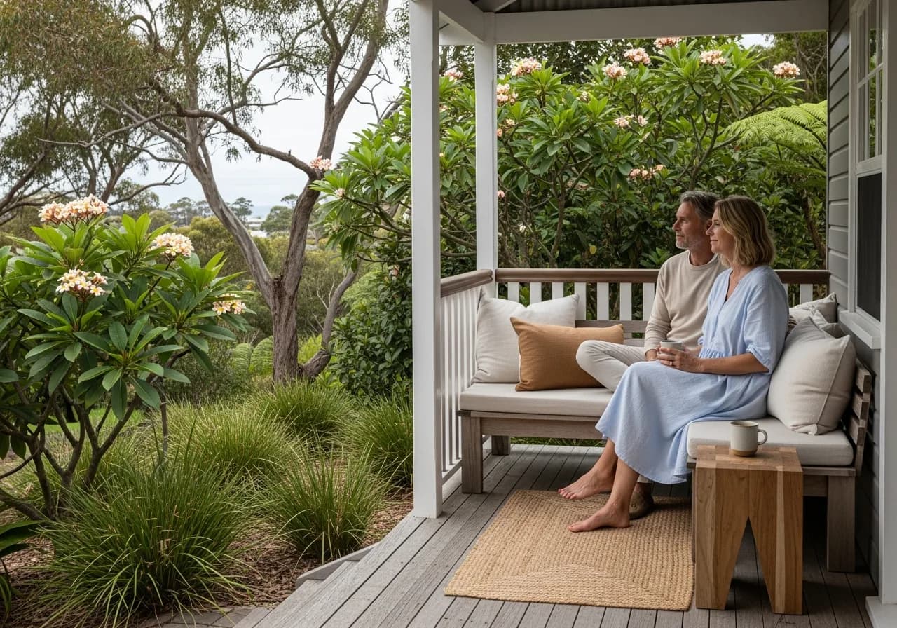 Australian high net-worth couple in a calm Queensland coastal setting